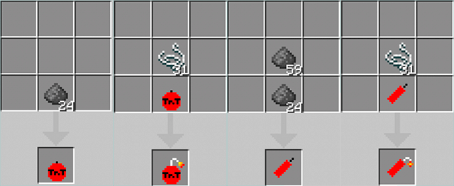 Recipes for crafting new bombs from the TnT Bombs mod
