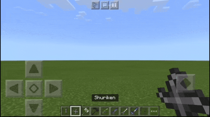 Shurikens from the Terraria weapon mod on Minecraft PE