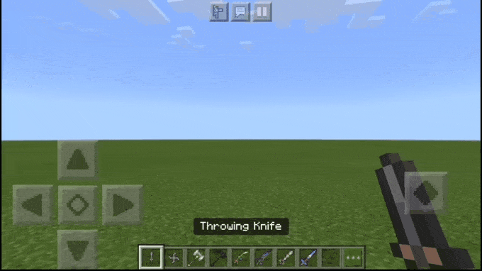 Throwing knives from the Terraria weapon mod on Minecraft PE