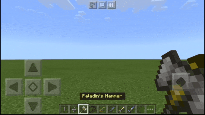 Paladin's Hammer from the Terraria weapon mod on Minecraft PE