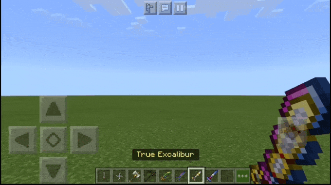 True Excalibur from the Terraria weapon mod on Minecraft PE