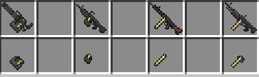 Machine Guns weapons from the Actual Guns mod on Minecraft PE