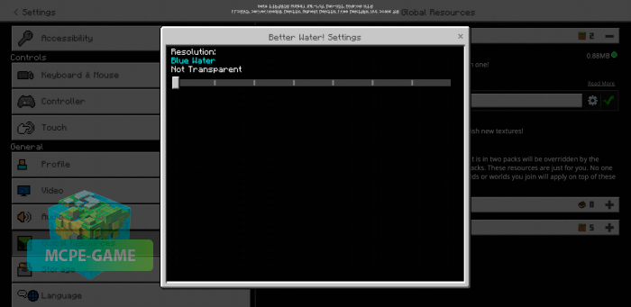 Настройки текстур на улучшение воды в Майнкрафт ПЕ