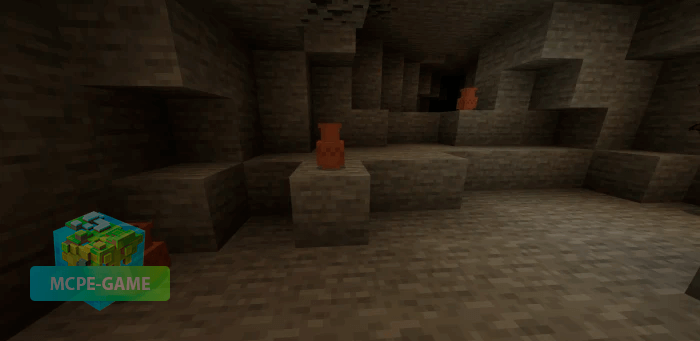 Vases with items from the Cave Update mod for Minecraft PE