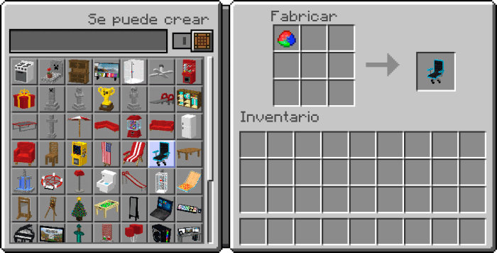 Furniture selection from Furnicraft mods