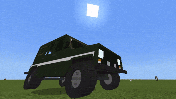 Working headlights on a car in Minecraft PE