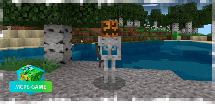 Pumpkin Skeleton from the Halloween mod in Minecraft PE