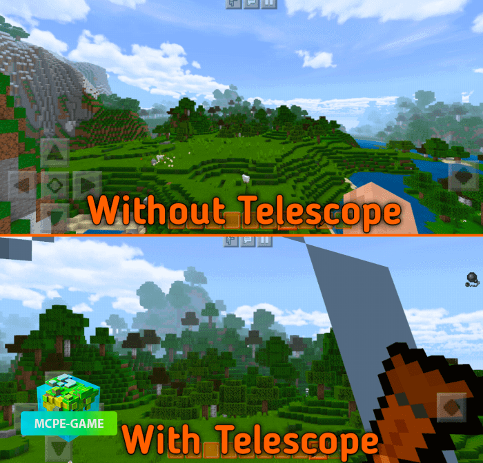 An example of how the telescope works in Minecraft PE