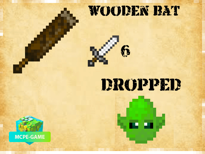 Wooden bat from the Pocket Mythology mod on Minecraft PE
