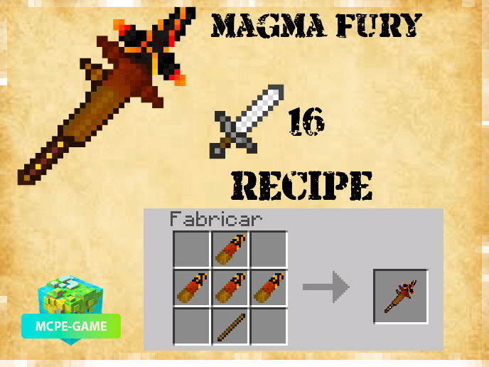 Magma Sword from the Pocket Mythology mod on Minecraft PE