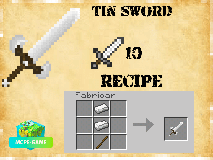 Tin Sword from the Pocket Mythology mod on Minecraft PE