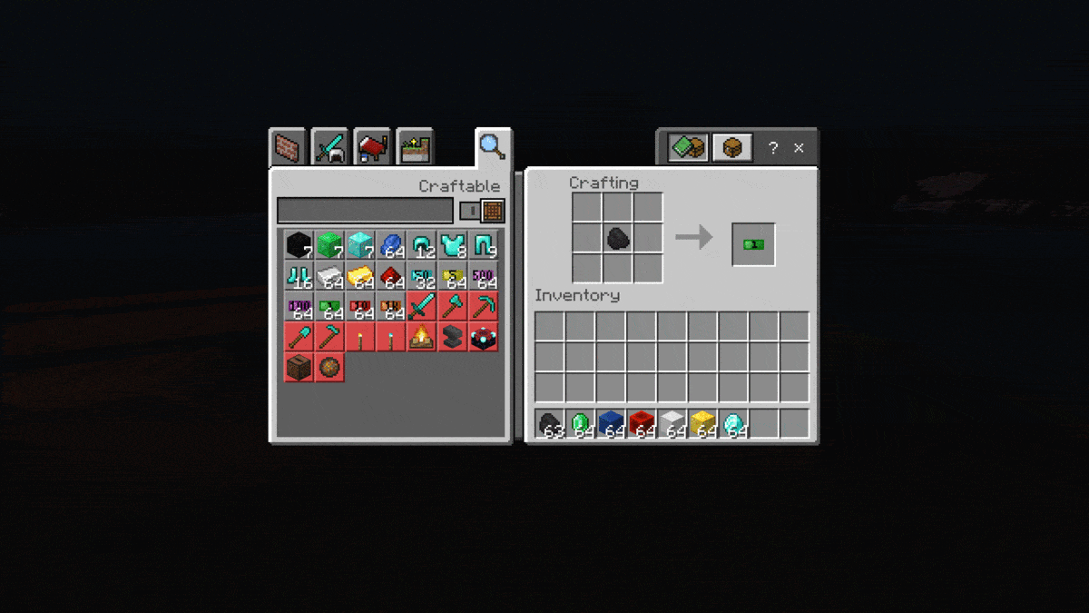 The process of converting resources into money with the Advanced Currency mod in Minecraft