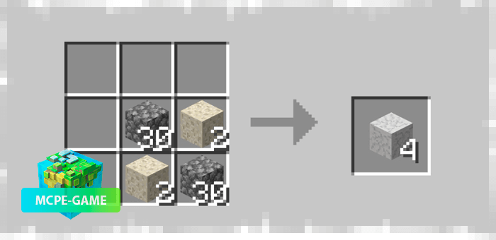 New ores and crafting recipes from the Cavern mod in Minecraft PE