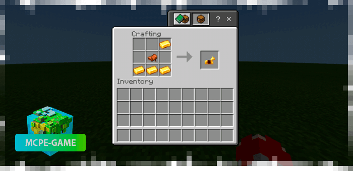 Recipe for Crafting Golden Horse Armor from the Craftable Horse Armor mod in Minecraft PE