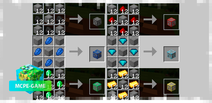 Ore block crafting recipes in Minecraft PE