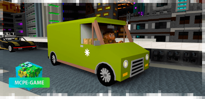 Van from the Cyberpunk 2077 mod in Minecraft PE