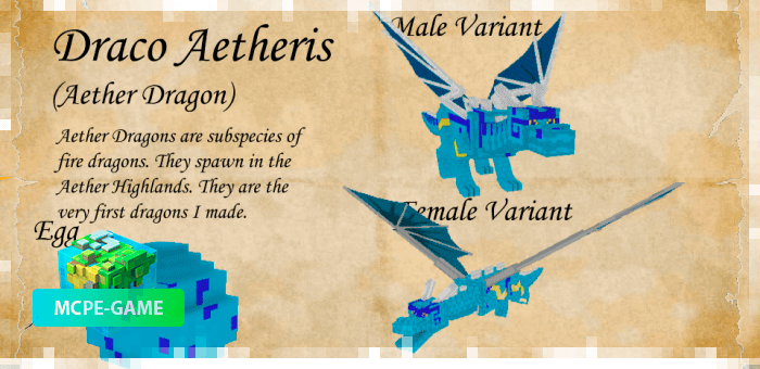 Dragon Aetherius from Dragon Mounts 2 mod in Minecraft PE