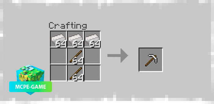 Recipe for tin pickaxe crafting from More Metals mod