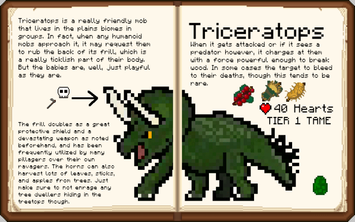 Triceratops from the Prehistoric Rift mod in Minecraft PE