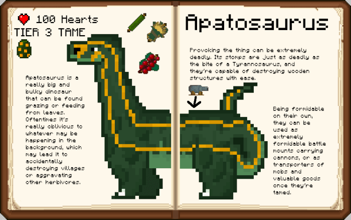 Apatosaurus from the Prehistoric Rift mod in Minecraft PE