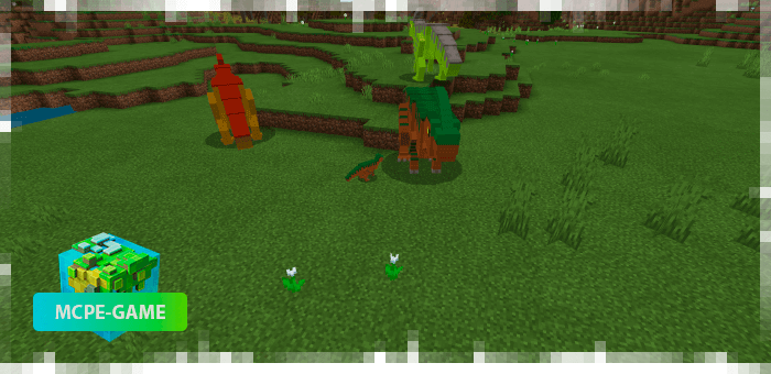 Parasaurolophs from the Prehistoric Rift mod in Minecraft PE
