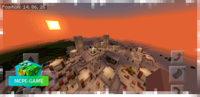 Sight on a desert village with temple and outpost