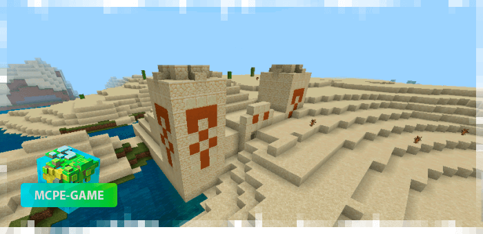 Sight on a desert village with temple and outpost