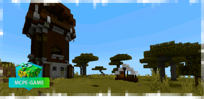 Sight on a desert village with temple and outpost
