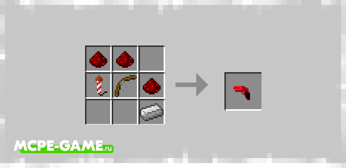 Recipe for crafting a flare gun from the Airdrop mod in Minecraft PE