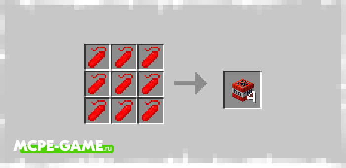 Dynamite Projectile block crafting recipe in Dynamite Projectile mod for Minecraft