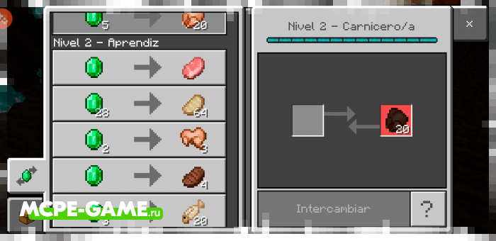 Trade and professions from the Fenix Family mod in Minecraft PE