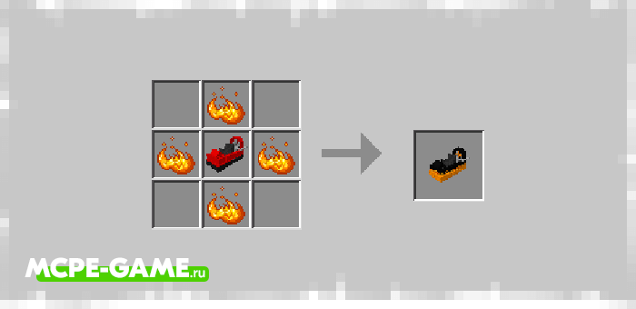 Recipe for crafting the turbo version of the rover from the Hovercraft mod in Minecraft