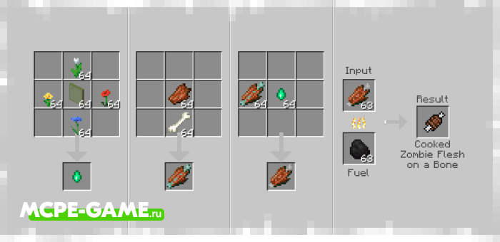Particle Life and Crafting Recipes from Improved Zombies in Minecraft PE