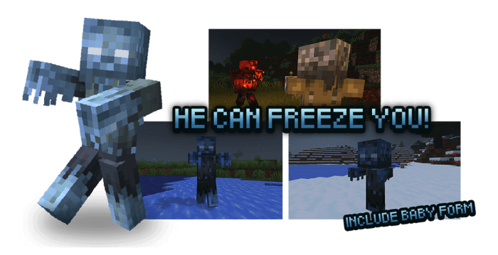 Frozen zombies from the Rotten Creatures mod in Minecraft PE