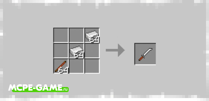 Recipe for katana crafting from the More Spartan Weapon mod in Minecraft