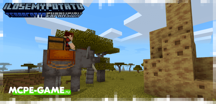Elephants from the Terracotta Expansion mod in Minecraft PE
