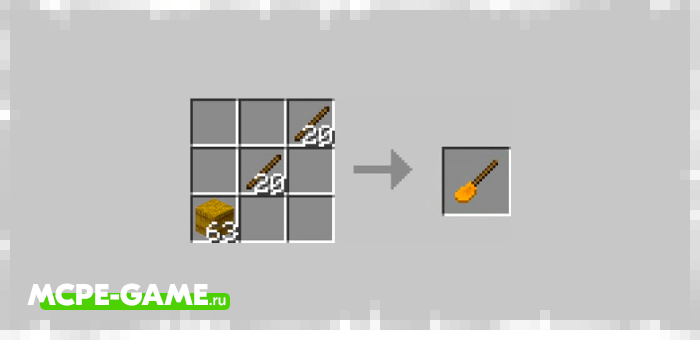 Recipe for Broomstick Crafting from the Wizardry mod in Minecraft