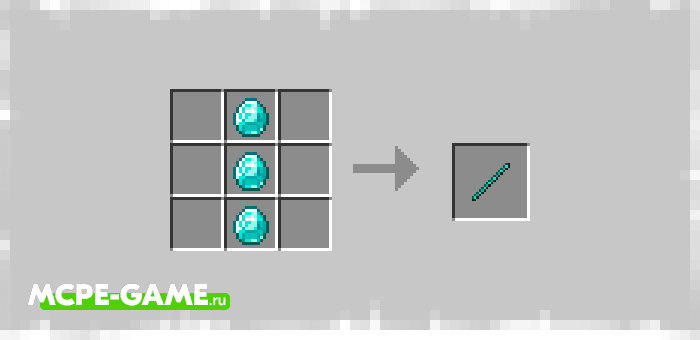 Recipe for Krafting a Diamond Hilt in Minecraft from the Bedrock Tools And Armor mod