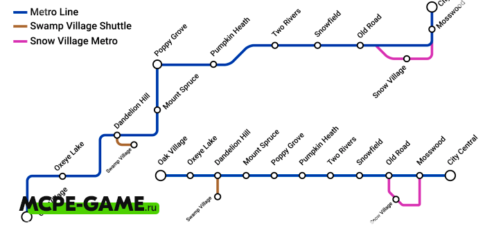 Metro — Карта метро в Майнкрафт с 26 станциями