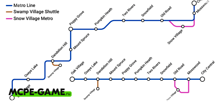 Metro - Subway map in Minecraft with 26 stations