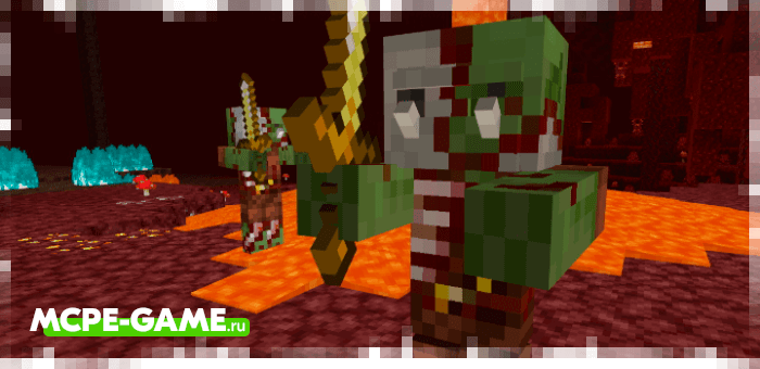 Zombie Orcs from the Nether Orcs mod in Minecraft