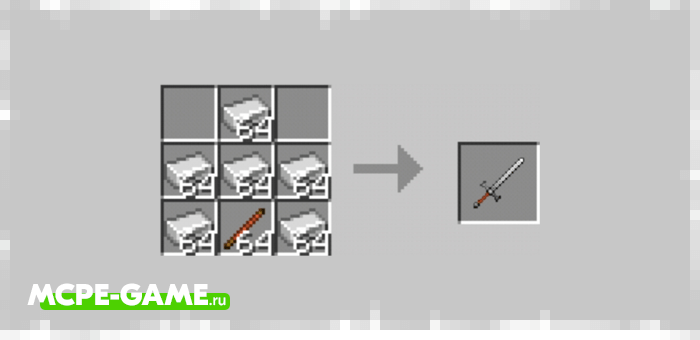 Recipe for Crafting a Long Sword from the More Spartan Weapon mod in Minecraft