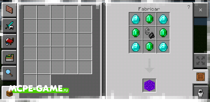 Recipe for Crafting a Portal Block with the Crafting of Egg Generator and Items mod in Minecraft