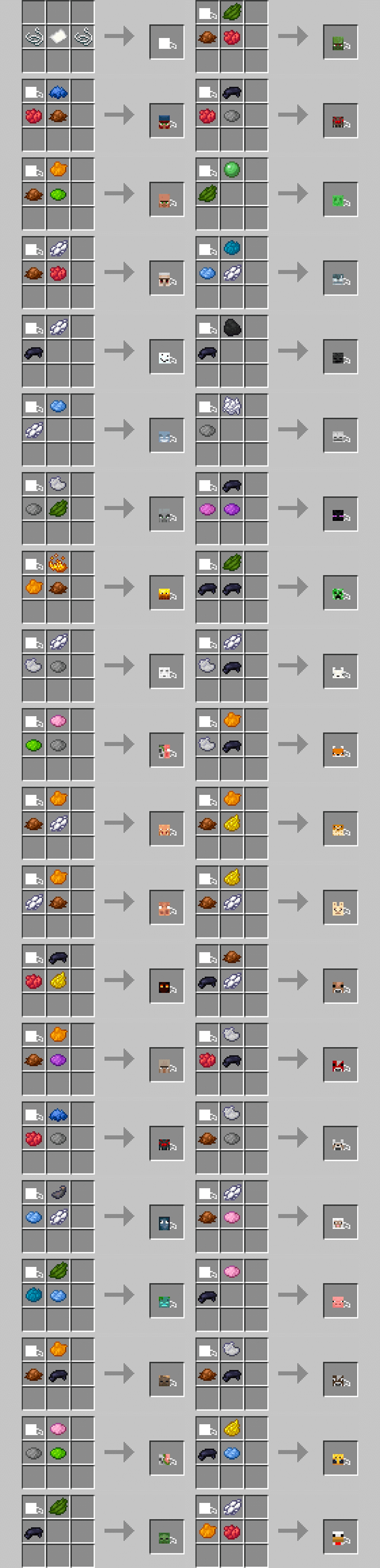Mask Crafting Recipes from the Mob Disguises mod