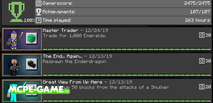 New Achievement Interface in Minecraft 1.16.100.51