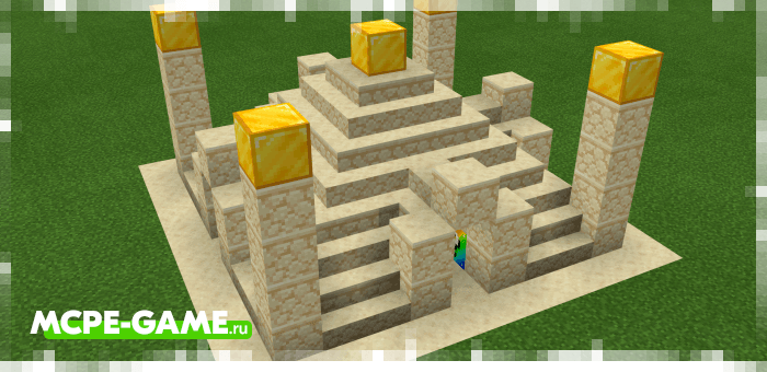 Примеры случайных построек и структур из мода Rainbow Lucky Blocks в Minecraft