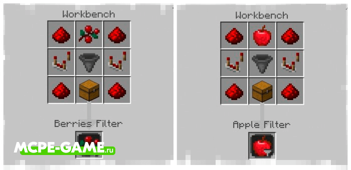 Filter Crafting Recipes from CROP'S Filter mod in Minecraft