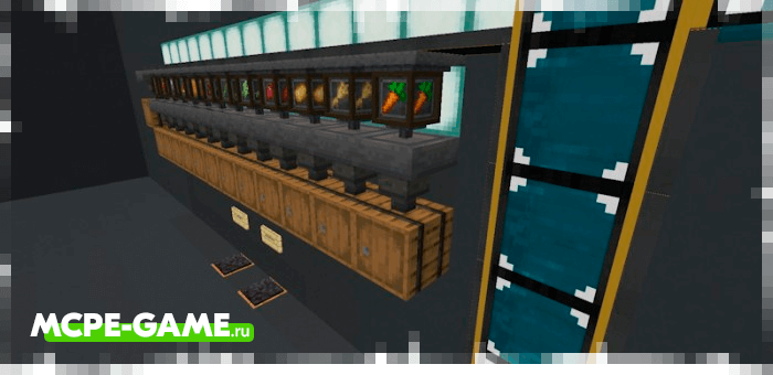 Example of a fully finished conveyor from the CROP'S Filter mod in Minecraft