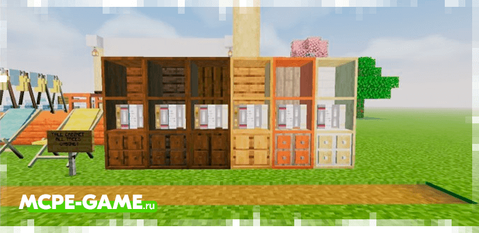 Bookcases from the Redred Craft mod for Minecraft