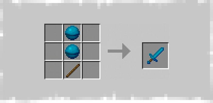 The Sea Sword from the Super Swords mod for Minecraft